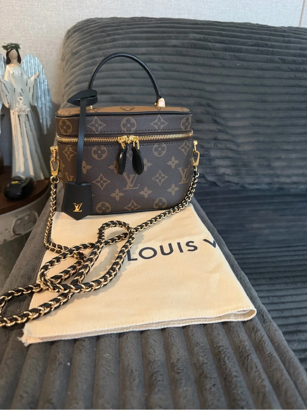 Louis Vuitton Vanity PM Reverse Monogram Chain Crossbody Strap with Dust Bag